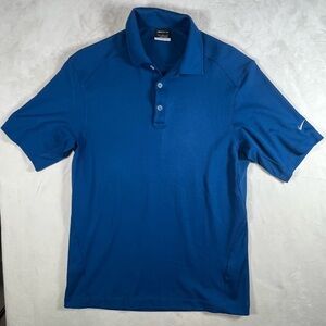 Nike Men's Medium Quilted Performance Cotton Classic Blue Polo Golf Shirt EUC